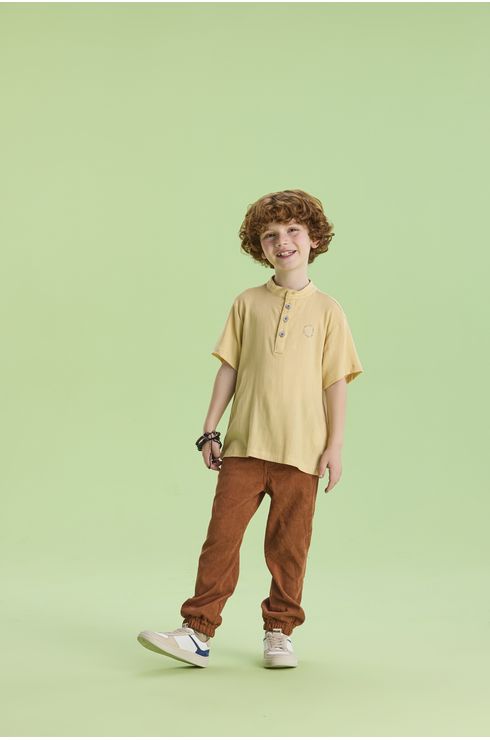 Camisa Manga Curta Com Gola Padre