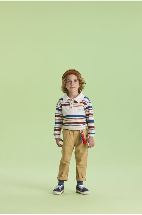 Moletom Estampado com Gola Camisa