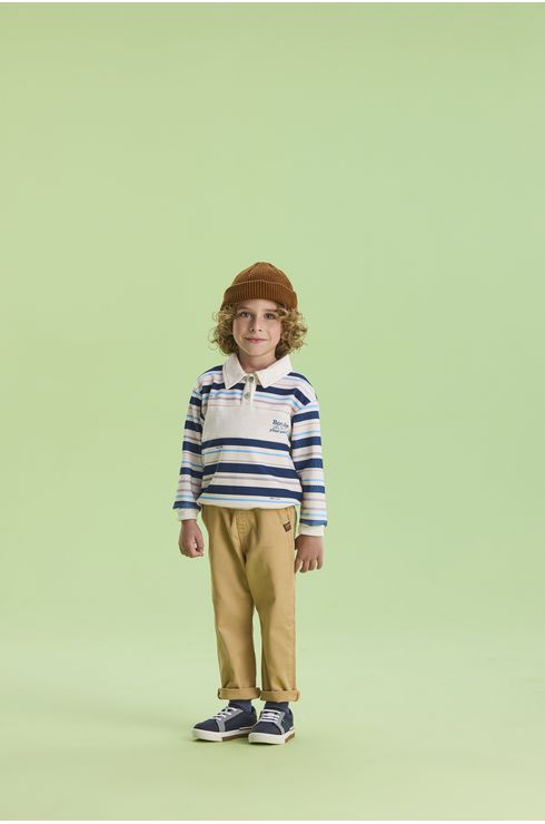 Moletom Estampado com Gola Camisa