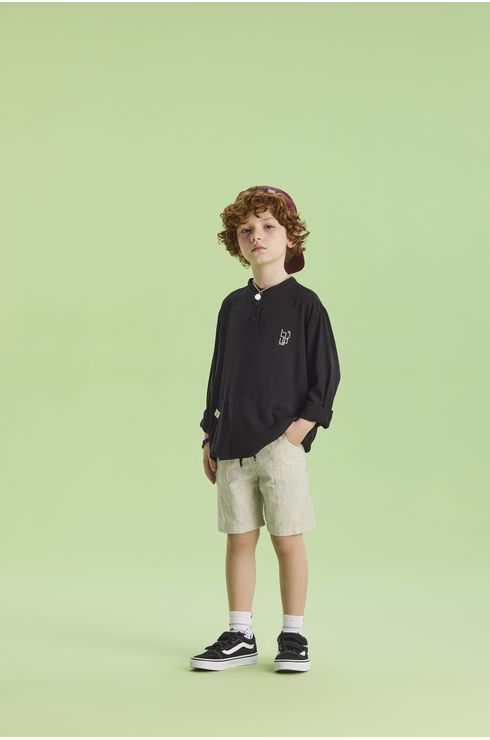 Conjunto Manga Longa Bermuda E Camisa Em Viscose