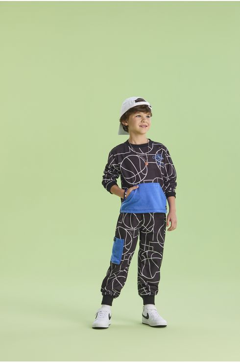 Conjunto Manga Longa De Moletom Estampado