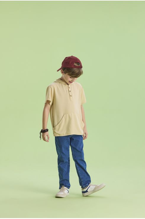 Camiseta Manga Curta Em Viscose Com Capuz