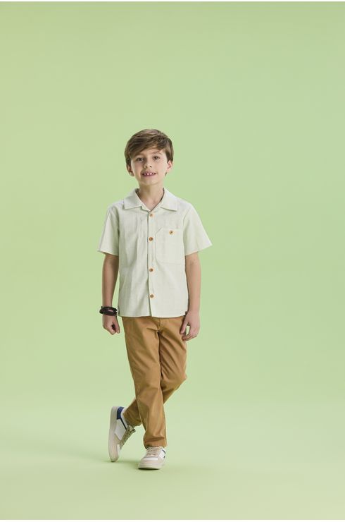 Camisa Manga Curta Com Bolsos Assimetricos