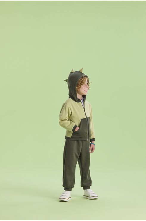 Conjunto Manga Longa Calça E Moletom Com Capuz Dino