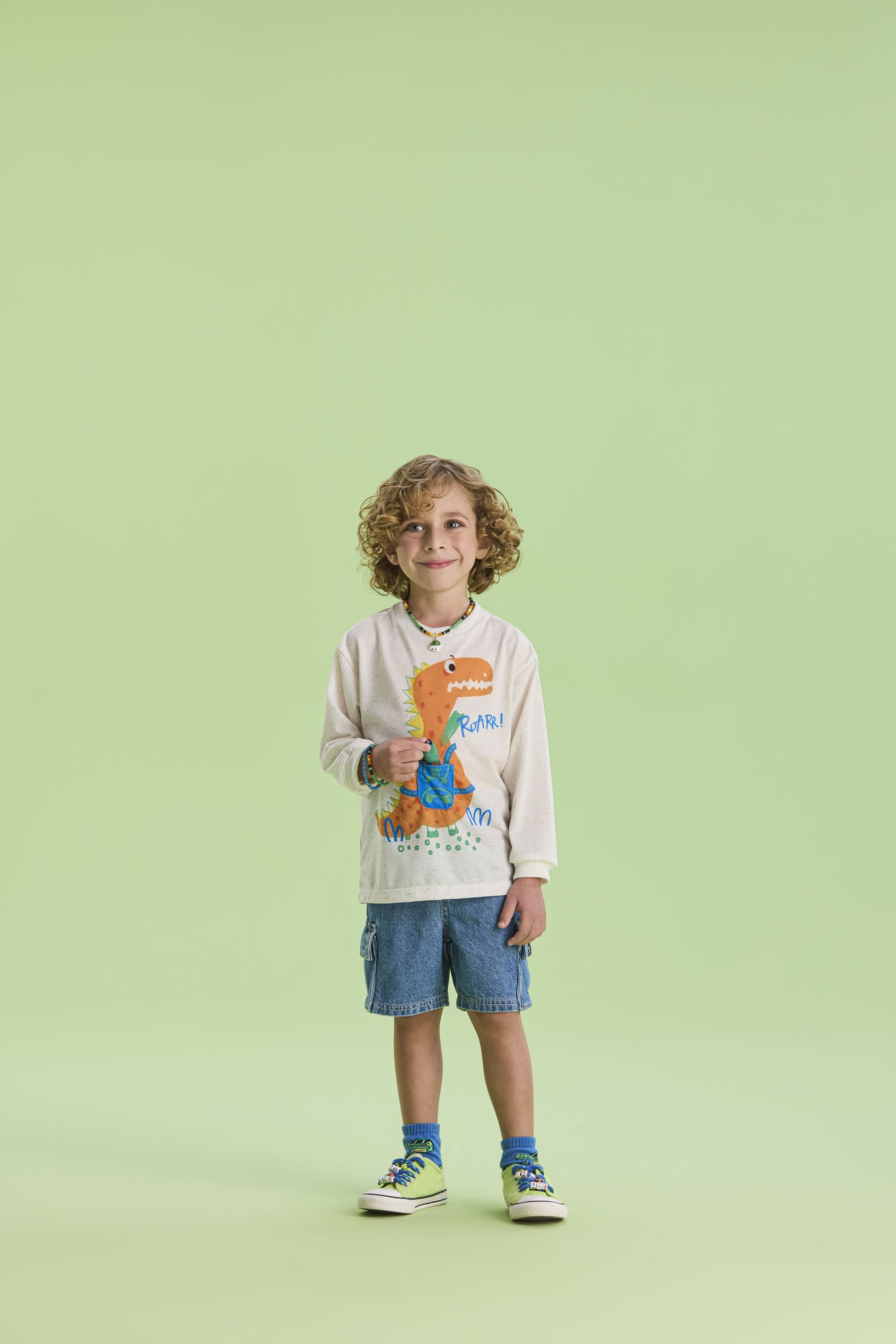 Camiseta-Manga-Longa-Com-Estampa-Interativa-Dinossauro