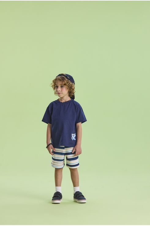 Conjunto Manga Curta Camiseta E Bermuda Em Moletinho