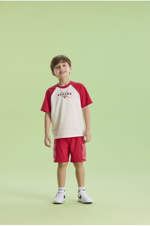 Conjunto Manga Curta Bermuda E Camiseta Com Mangas Diferenciadas