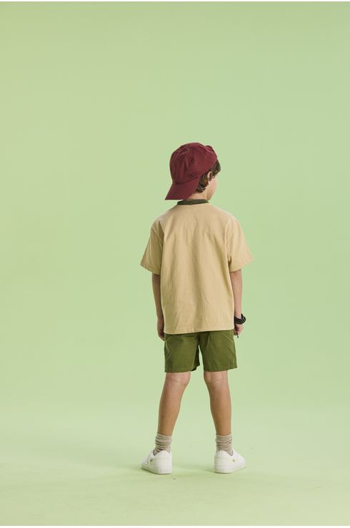 Camiseta Manga Curta Com Bolso Contrastante