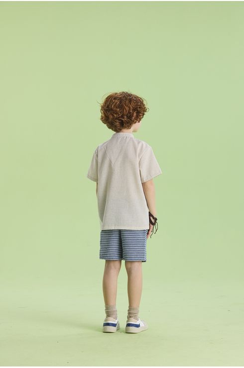 Conjunto Manga Curta Bermuda E Camisa Em Tecido Eco