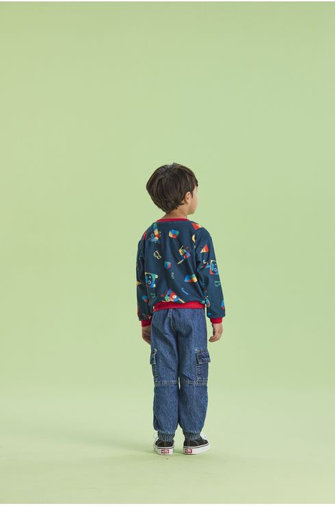 Moletom Estampado Com Detalhes Contrastantes
