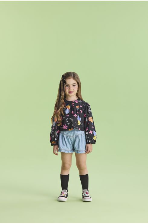 Shorts Jeans Com Babadinho Na Barra