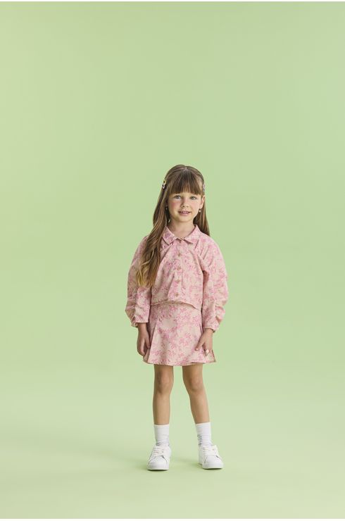 Conjunto Manga Longa Camisa E Short Saia