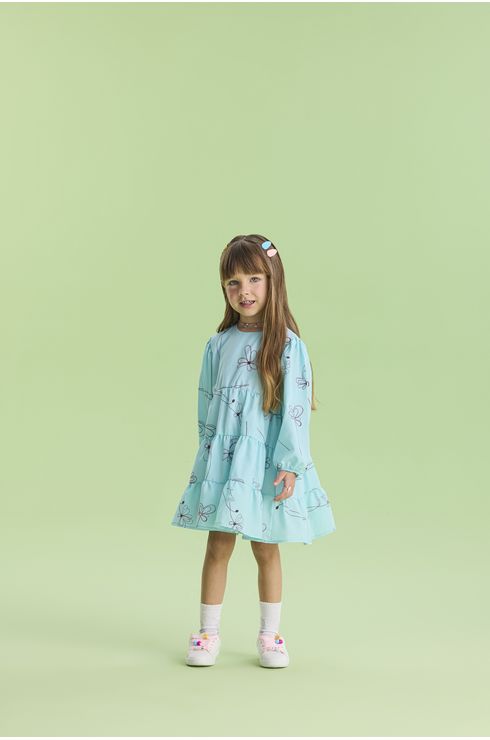 Vestido Manga Longa Três Marias Estampado