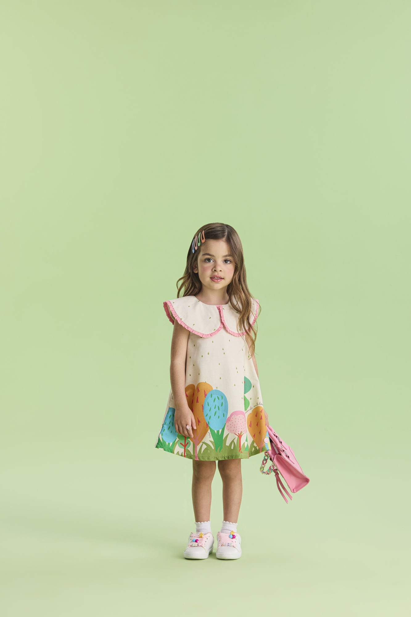 Vestido-Manga-Curta-Em-Tricoline-Estampado-Com-Gola-Boneca