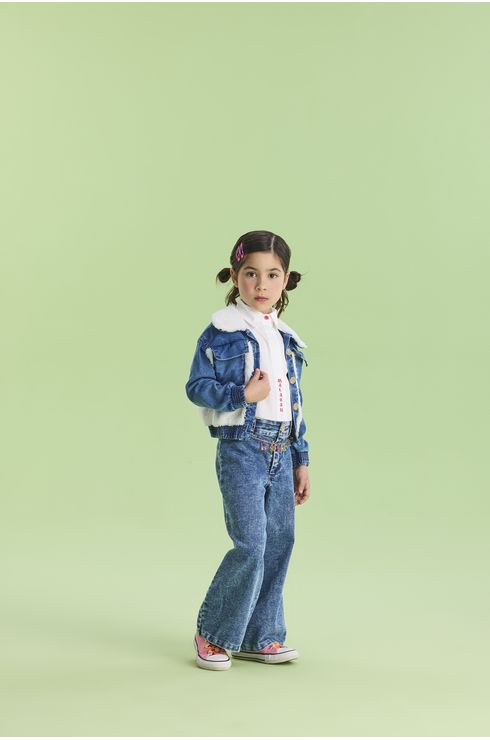 Jaqueta Denim Com Recortes Em Sherpa