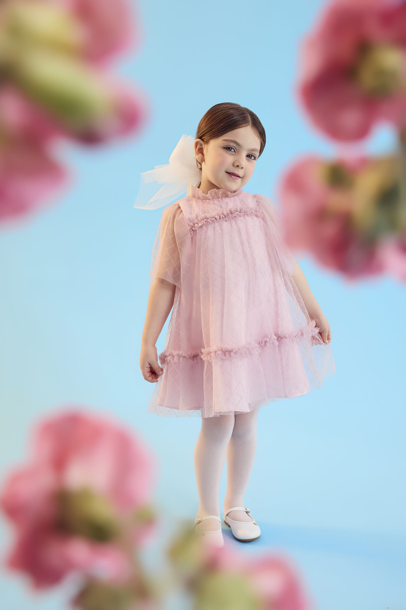 Vestido-Festa-Com-Peito-Franzido-E-Manga-Ampla