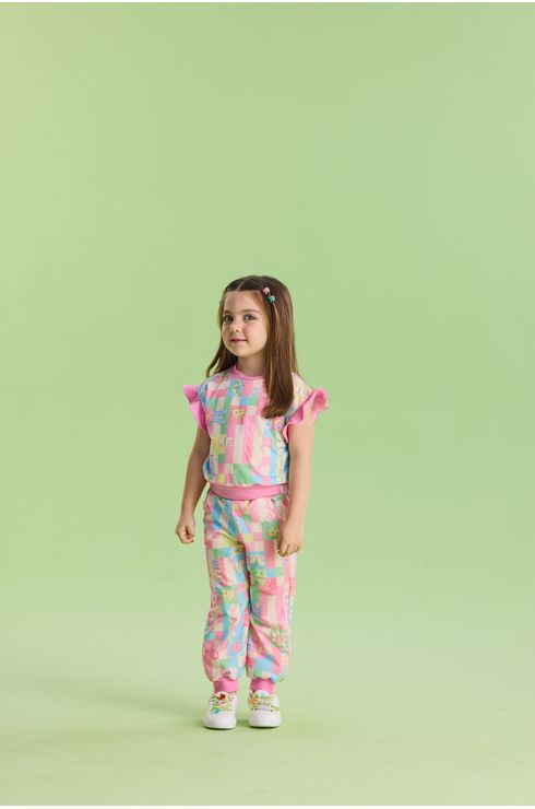 Conjunto Manga Curta Calça E Moletom