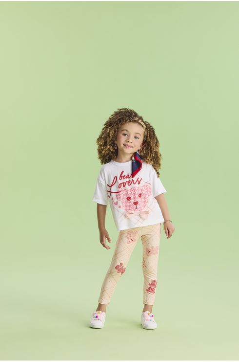 Conjunto Manga Curta Blusa E Legging