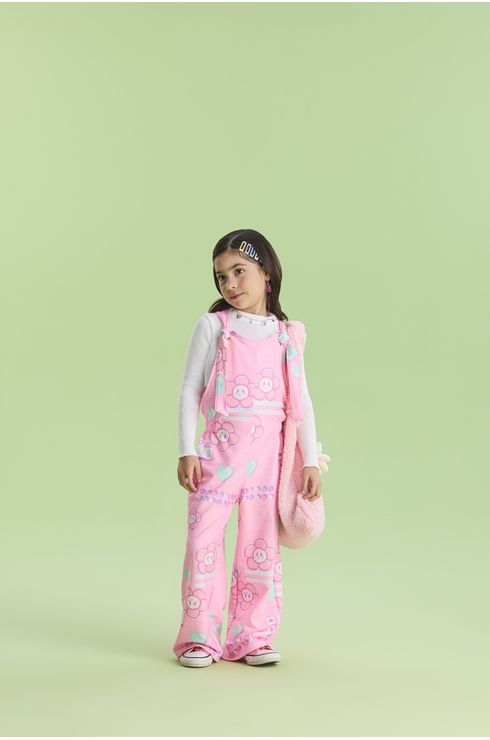 Macacao Estampado Wide Leg