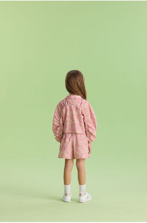 Conjunto Manga Longa Camisa E Short Saia