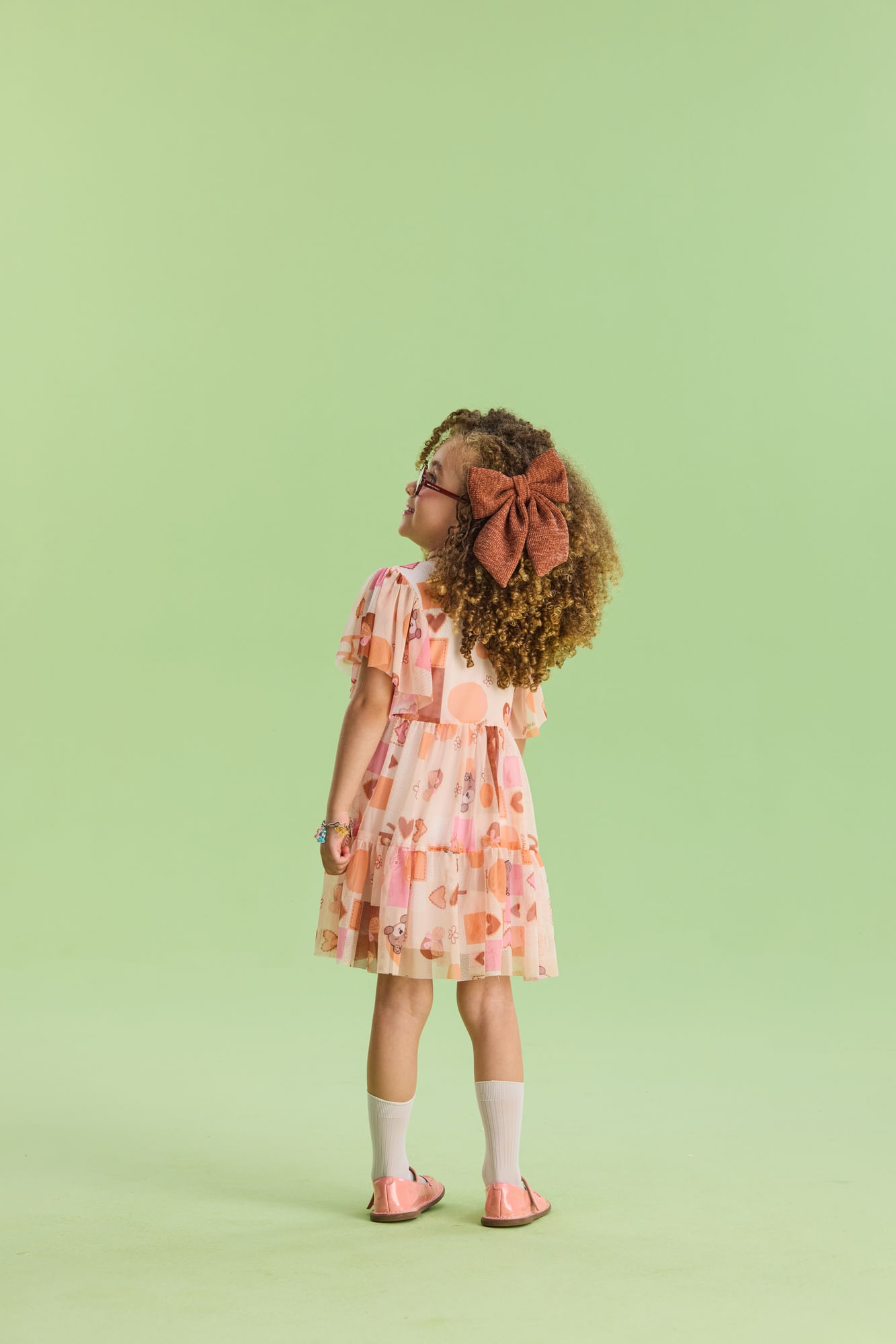 Vestido-Manga-Curta-Estampado-Com-Tule-Sobreposto