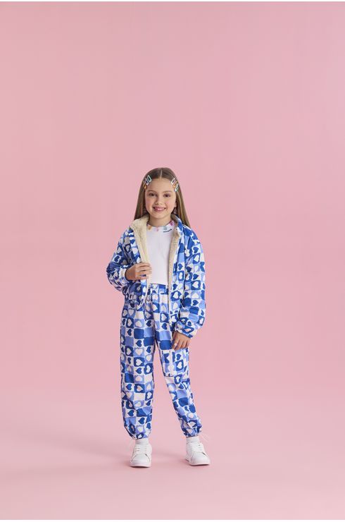 Jaqueta Puffer Estampada Com Forro Em Pelo