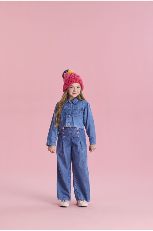 Camisa Cropped Jeans Com Barra Desfiada
