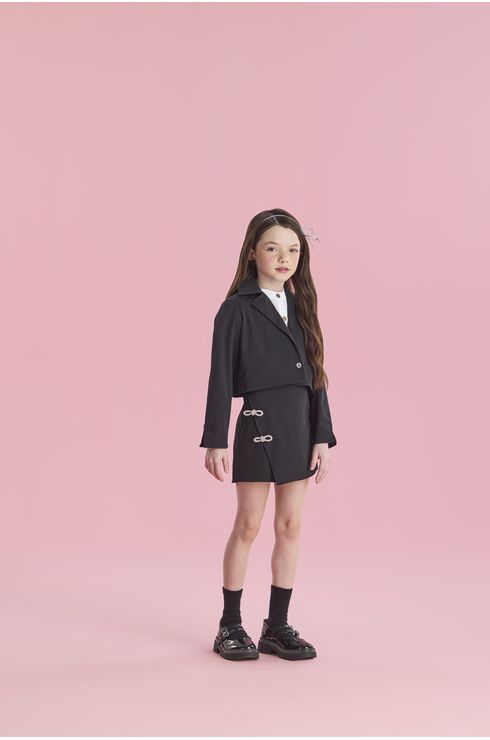 Conjunto Manga Longa Blazer E Short Saia