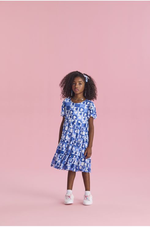 Vestido Em Tule Estampado Estilo 3 Marias