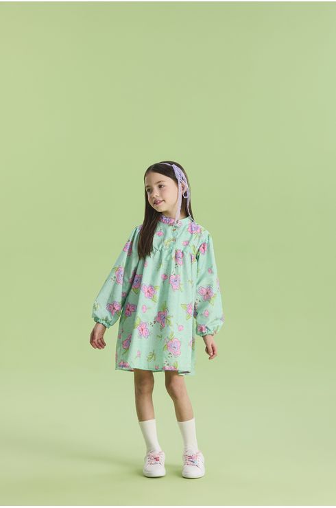 Vestido Manga Longa Estampado