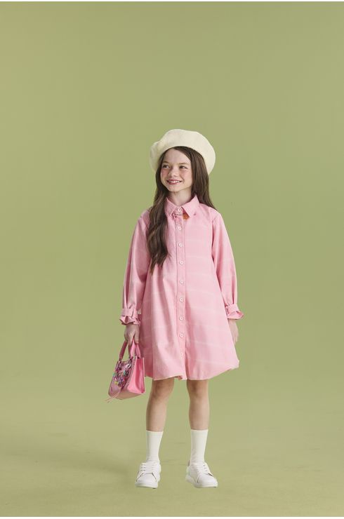 Vestido Manga Longa Camisa Balonê