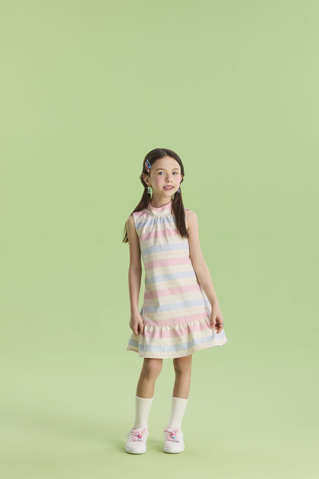 Vestido-Manga-Curta-Em-Algodao-Com-Amarracao-Nas-Costas