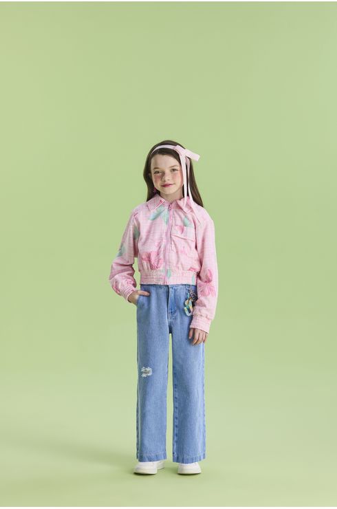 Calça Jeans Reta Com Puidos