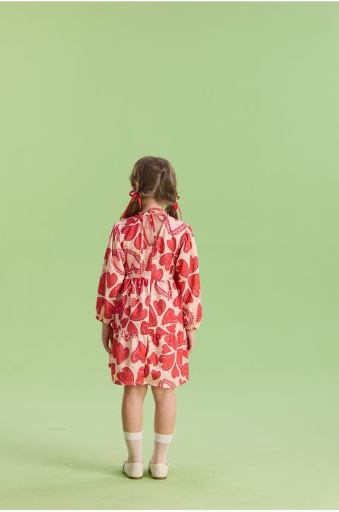 Vestido Manga Longa Em Moletinho Estampado