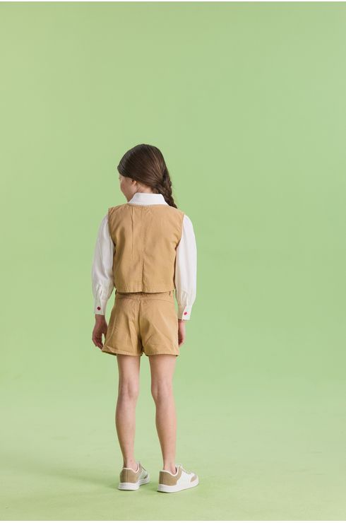 Short Em Sarja Color Com Cordão Para Amarração