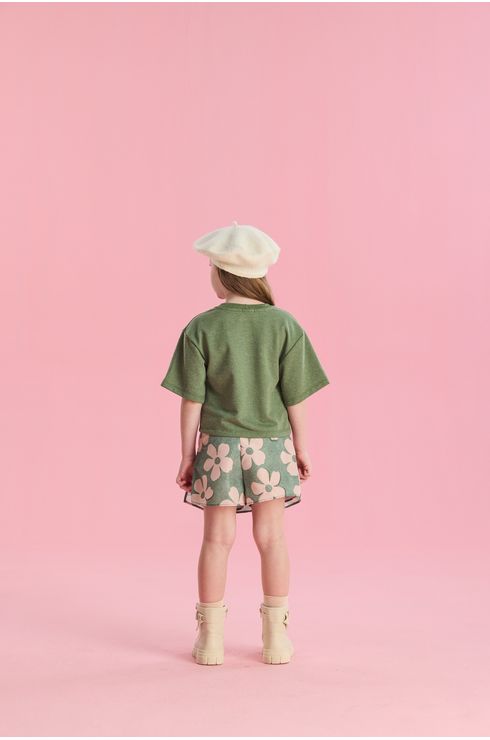 Conjunto Manga Curta Blusa E Short Saia