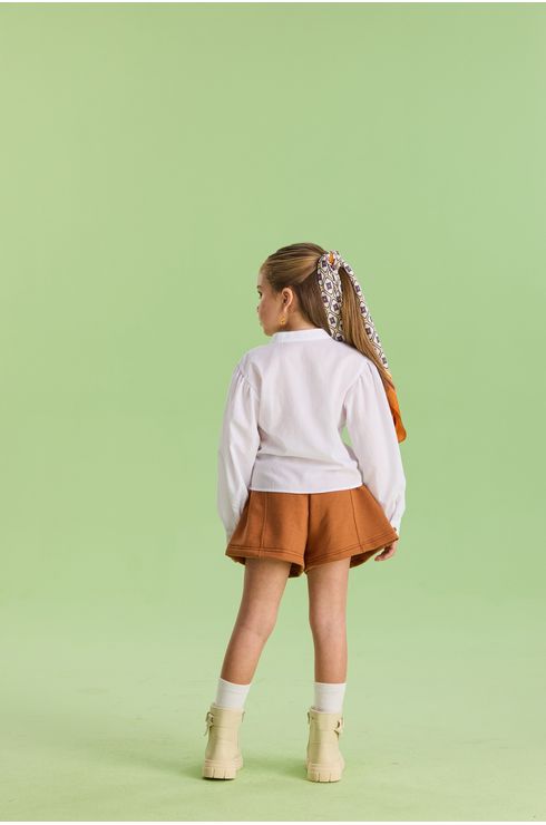 Conjunto Manga Longa Camisa E Short Em Moletom