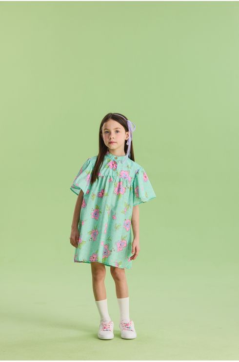 Vestido Manga Curta Estampado