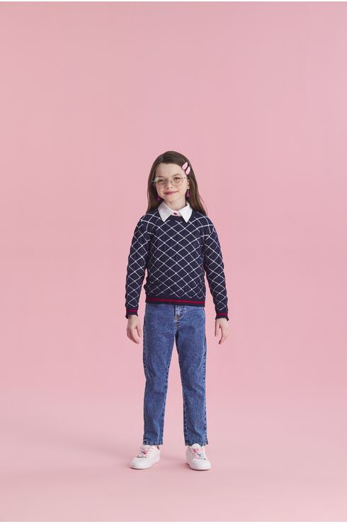 Blusa Em Tricô Com Textura Em Losangulo