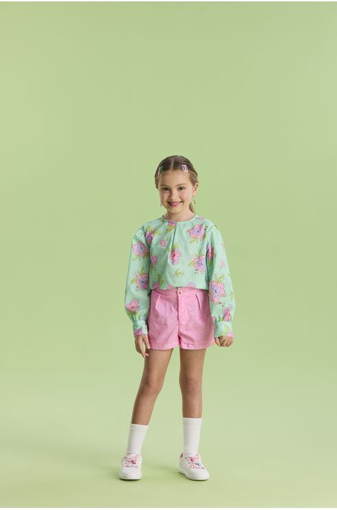 Conjunto Manga Longa Blusa E Short
