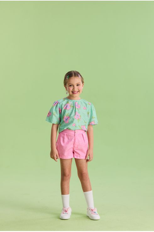 Conjunto Manga Curta Blusa E Short