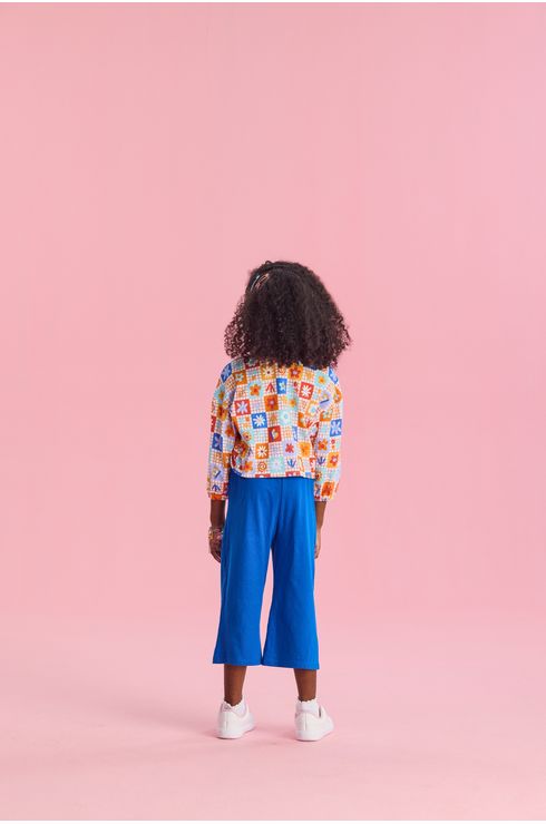 Conjunto Manga Longa Blusa E Calça Pantacourt Em Algodão