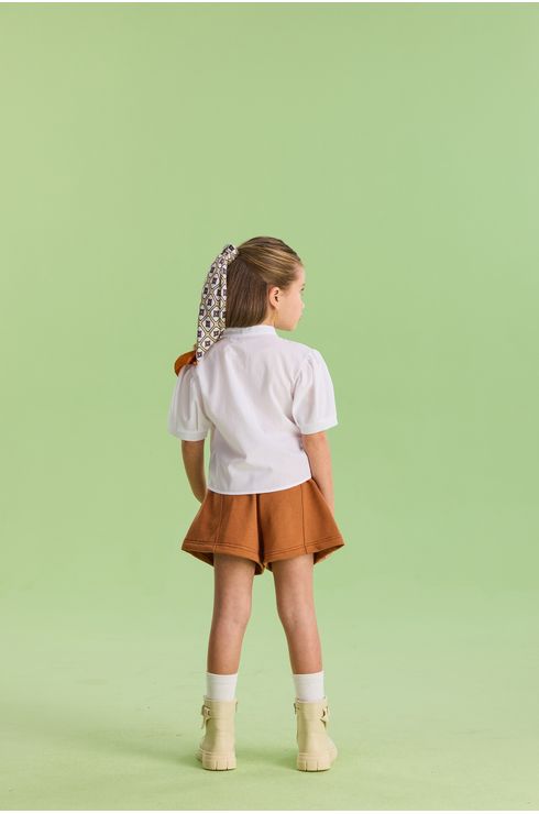 Conjunto Manga Curta Camisa E Short Em Moletom.