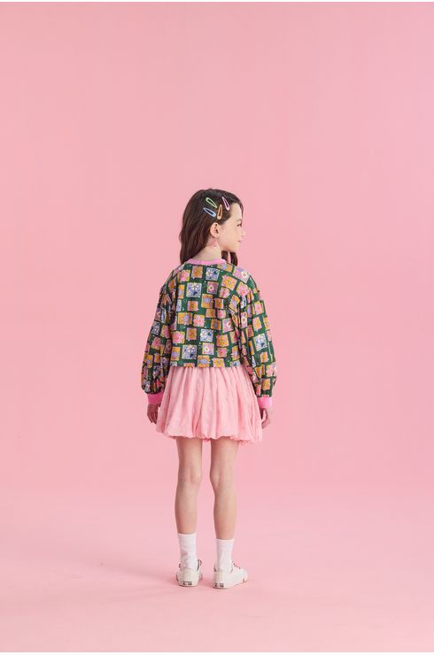 Conjunto Manga Longa Blusa E Saia Em Tule