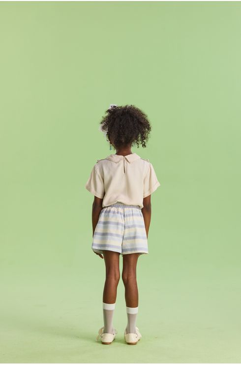 Conjunto Manga Curta Short Saia E Blusa
