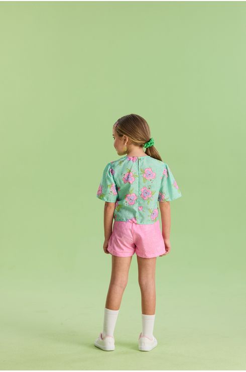 Conjunto Manga Curta Blusa E Short