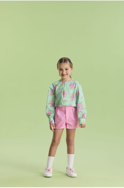 Conjunto Manga Longa Blusa E Short