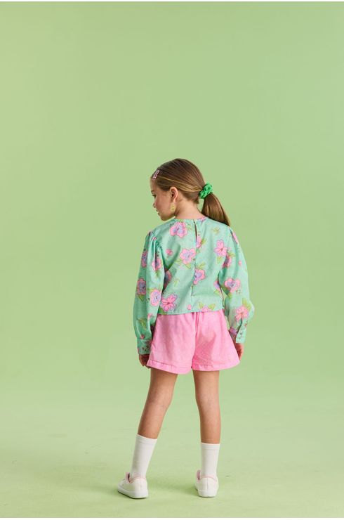 Conjunto Manga Longa Blusa E Short